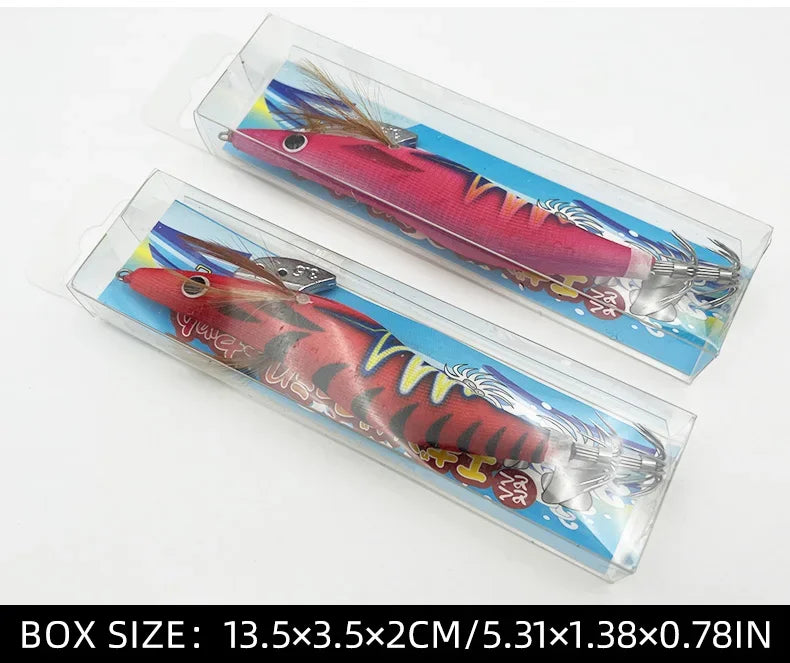 ShareShark 5Pcs/Set Luminous Squid Jig Hooks, 13.2cm 20g 3.5oz #   Shrimp Fishing Lures, Artificial Hard Prawn Bait for Fishing