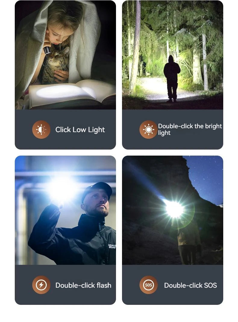 Philips 2025 New EDC Portable Flashlight Rechargeable LED Flashlights for Defensa Personal Self Defense Camping Hiking