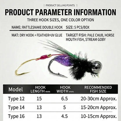 Rattlesnake Twin Hook Mosquito Dry Flies