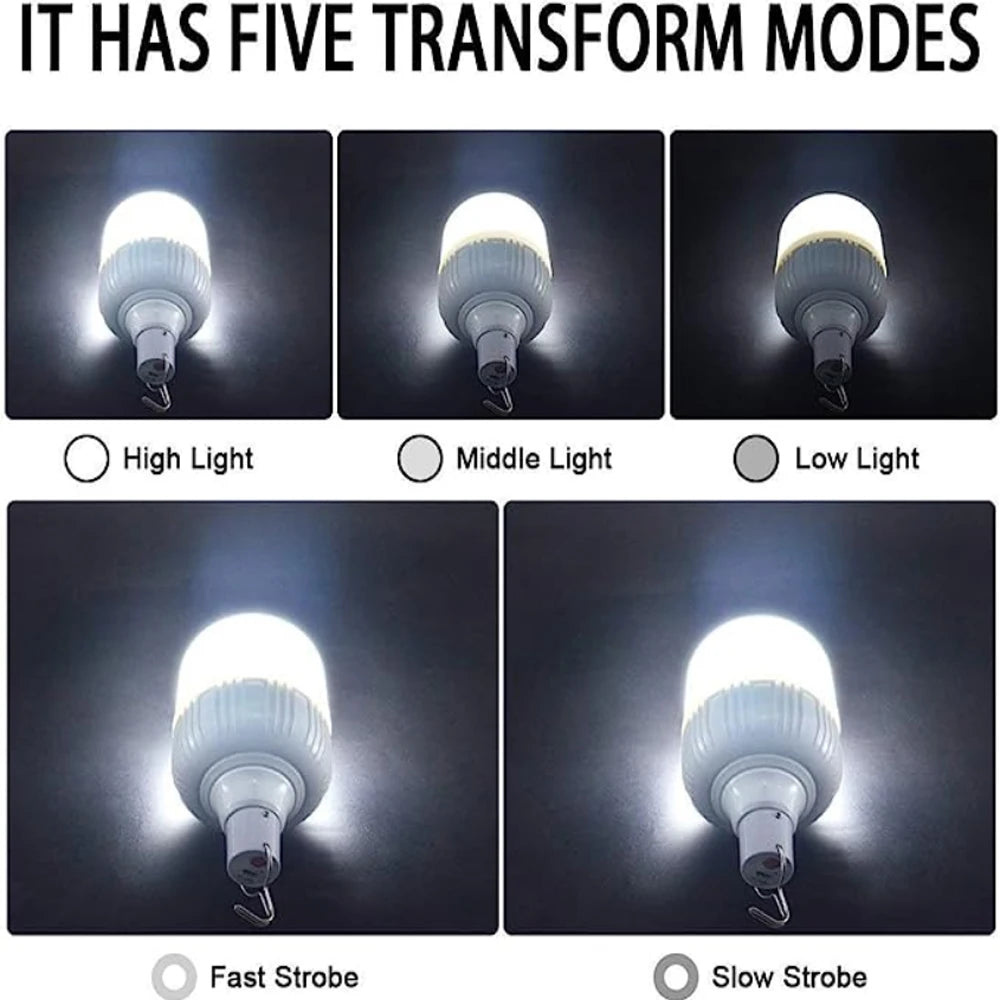 1-8pcs Portable Outdoor Camping Lights USB Rechargeable Lamp LED Emergency Bulb Hook High Power Tents Lantern Night Lights Bulb