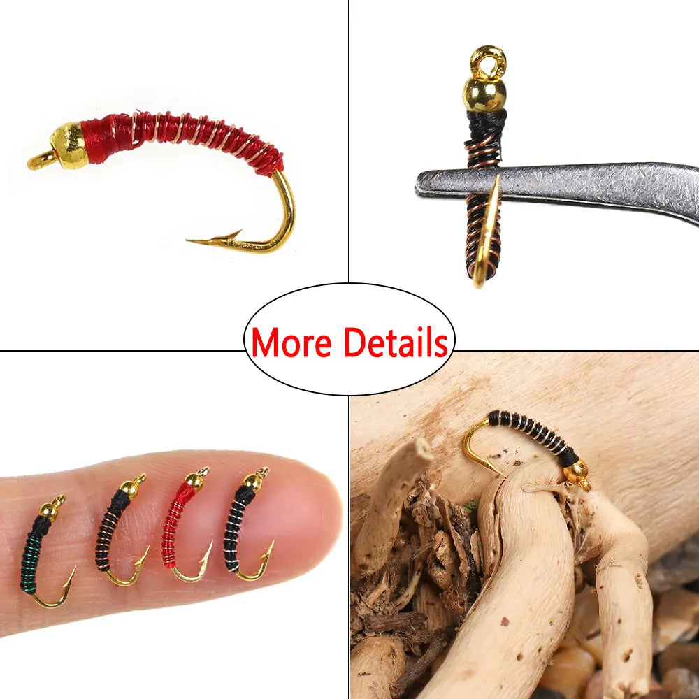 Bimoo Beadhead Chironomid Midge Flies (8 Pack)