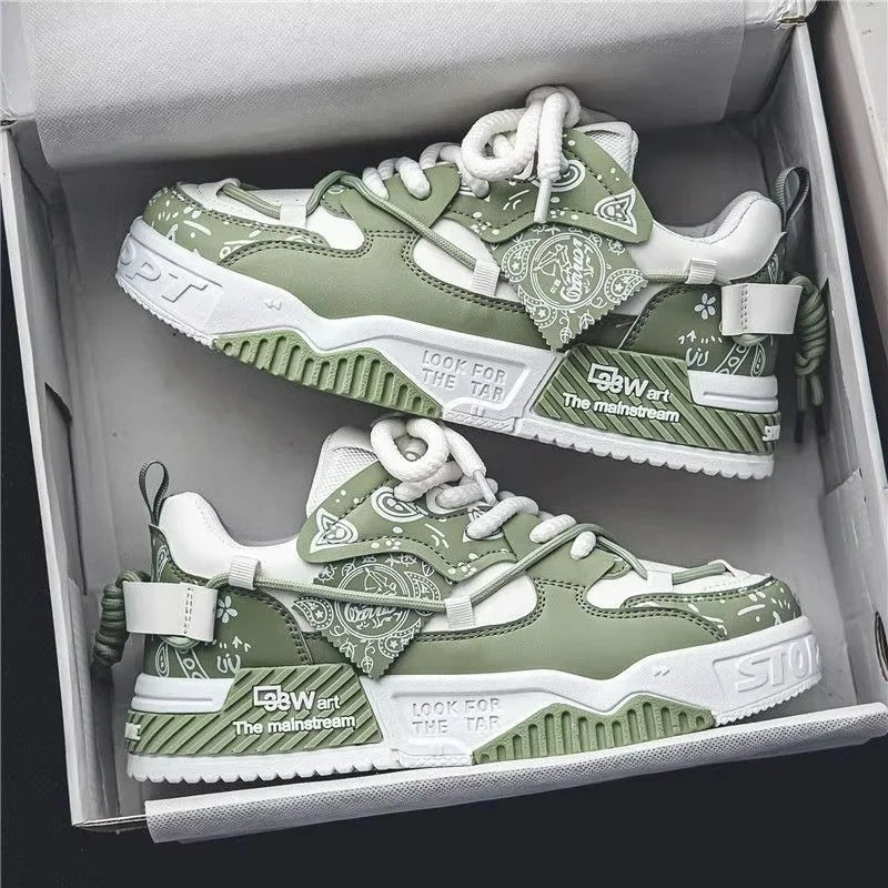 Men’s Casual Sneakers – Outdoor Fashion Vulcanized Shoes with Breathable Platform Design (Spring & Walking Comfort)