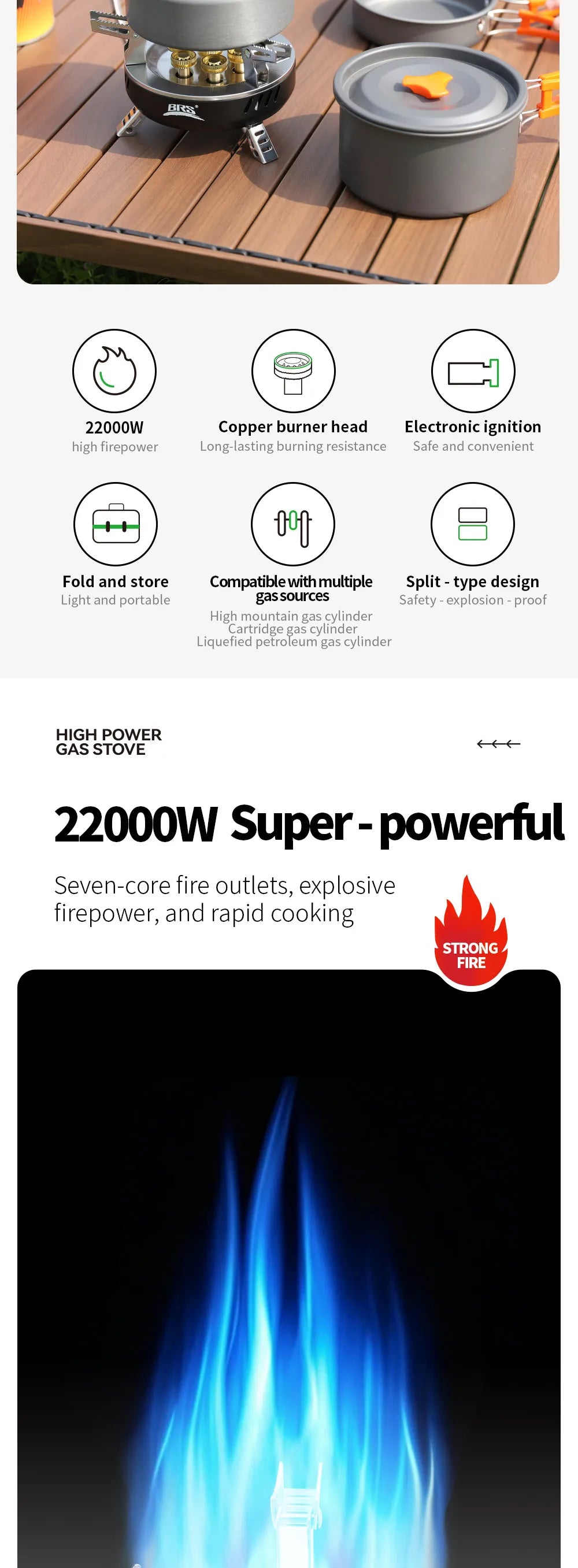BRS-207/BRS-203 Outdoor Seven Star Stove Three Star Stove Portable Folding Gas Stove Fierce Stove