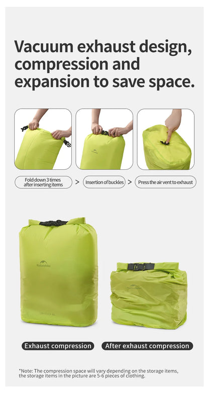 Naturehike Rolled Storage Bag Outdoor Travel Hiking Lightweight Waterproof Vacuum Compression Dispenser Bags Portable Organizer