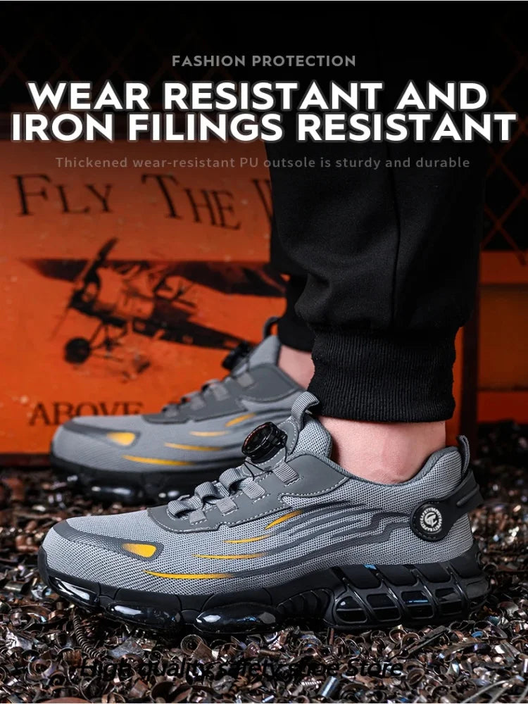 Men’s Outdoor Safety Shoes – Breathable Non-Slip Hiking Sneakers | Anti-Smash Steel Toe Work Boots