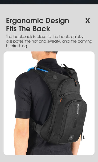 WEST BIKING 10L Ultralight Cycling Backpack Ergonomic Strap Reflective Bicycle Bag With Water Bag Traveling Hiking Cycling Bag