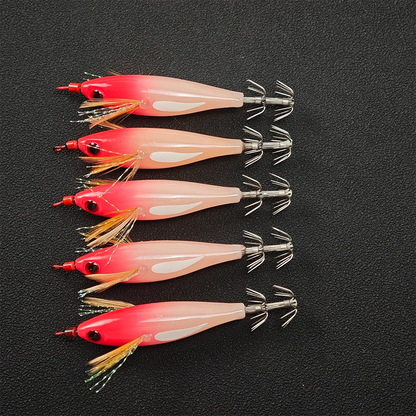 Ackibbik Glow Squid Jig Egi Set (5 Pack)
