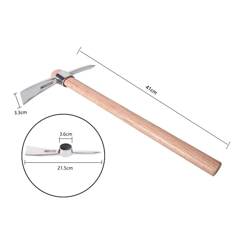 Stainless Steel Pickaxe – Heavy Duty Outdoor Gardening & Root Digging Hoe Axe