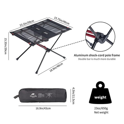 Naturehike Portable Folding Camping Table with Cup Holders Ultralight Outdoor Travel Picnic Fishing Table