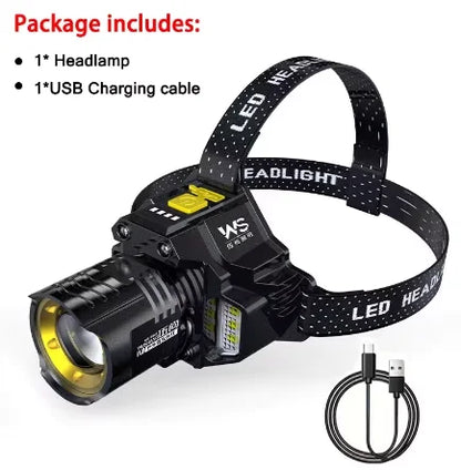 COB LED Rechargeable Headlamp Motion IR Sensor High Power Head Light 18650 Powered Flashlight for Fishing Camping Outdoor