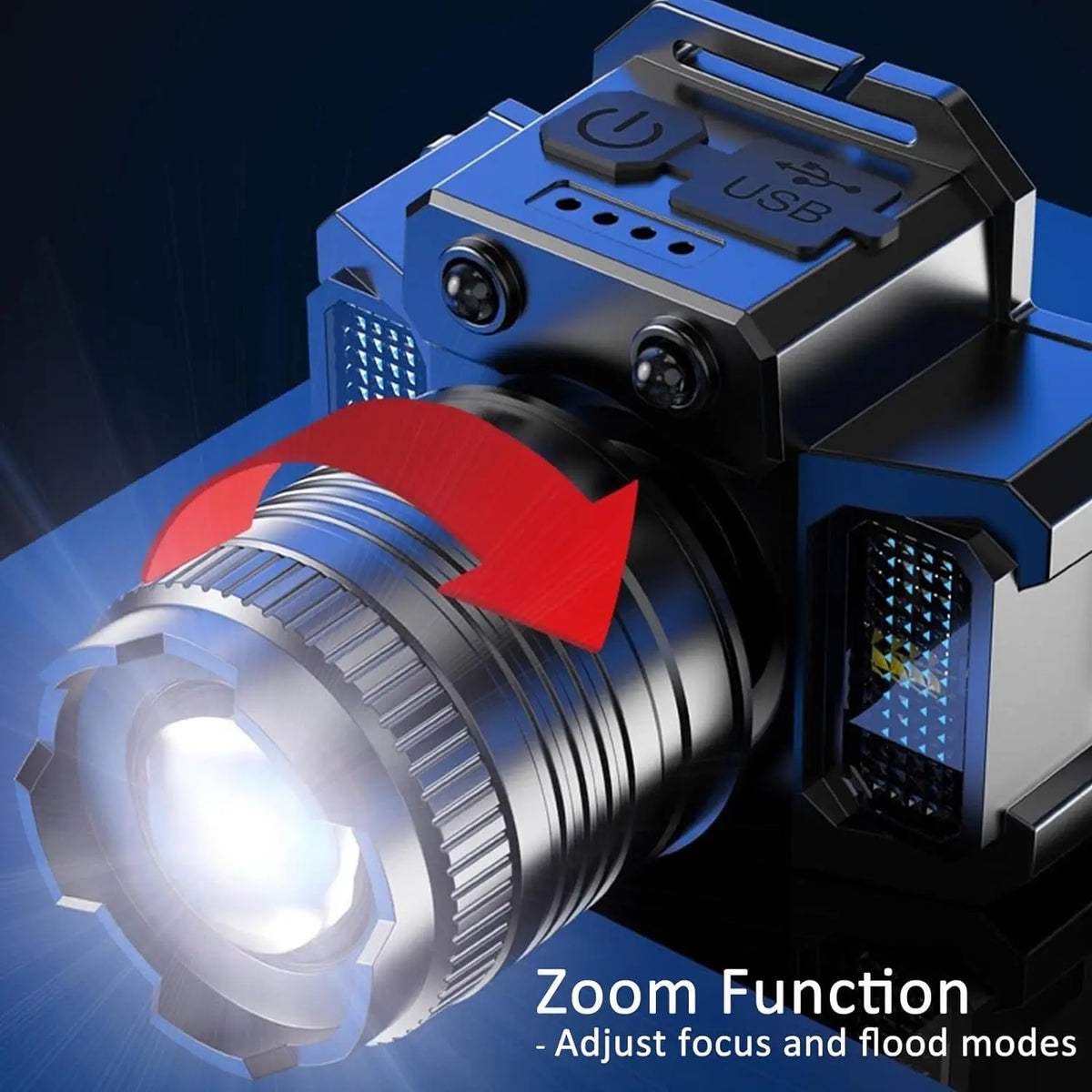 Smart Induction White Light LED Headlight Zoom USB Charging Sensor LED Headlamp Outdoor Multi-Function Head Torch Lantern Lamps
