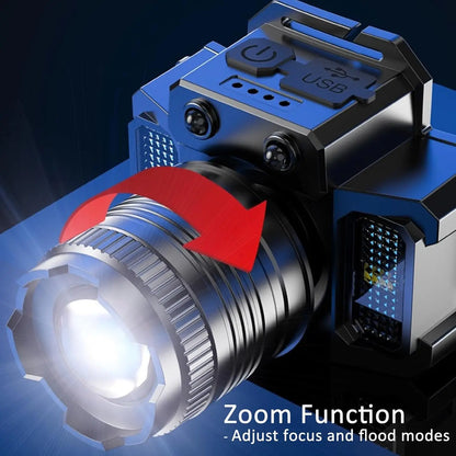 Smart Induction White Light LED Headlight Zoom USB Charging Sensor LED Headlamp Outdoor Multi-Function Head Torch Lantern Lamps