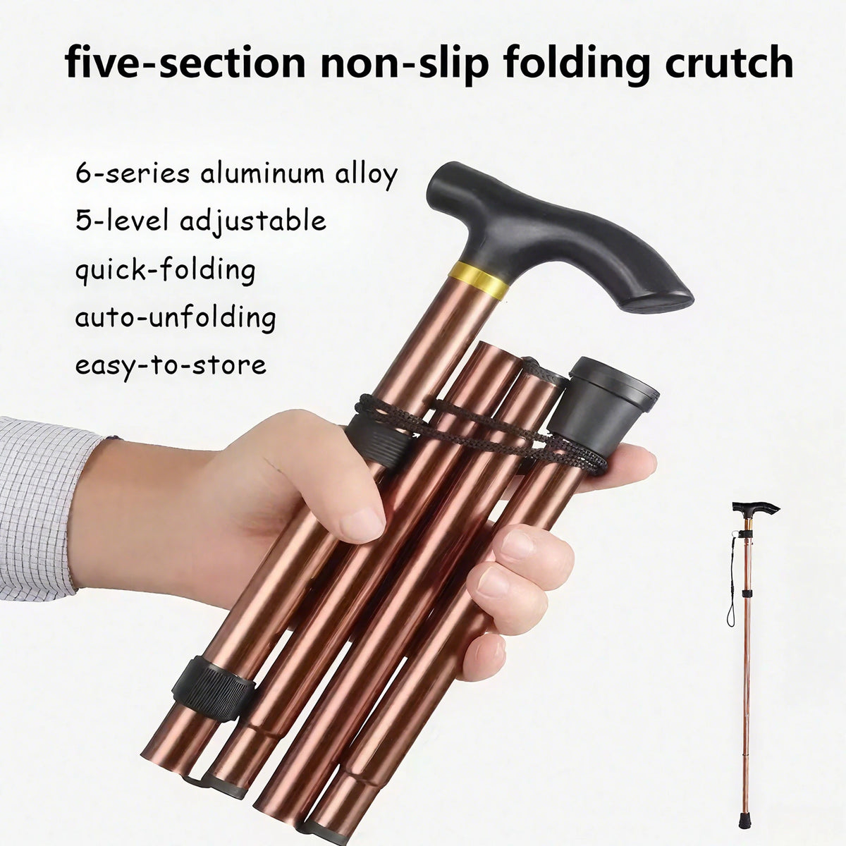 Multifunction Walking Stick Trekking Poles Telescopic Fold Crutches Hiking Stick Crutch Elderly Metal Stick Walking Cane Outdoor