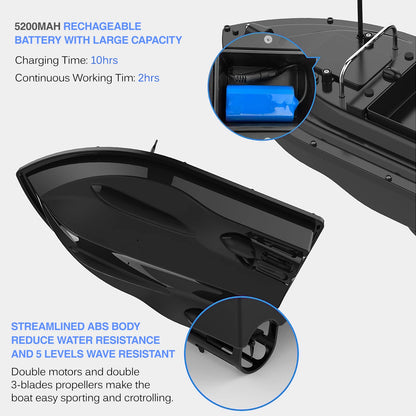 D16E GPS Bait Boat with Large Bait Hopper & Auto-Return