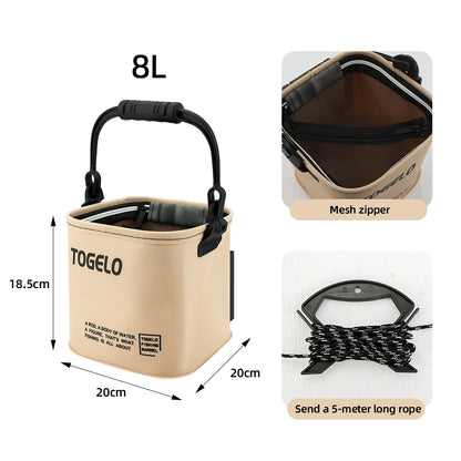 Foldable Live Fish Bucket with Rope