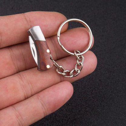 5cm Acrylic Mini Folding Knife Pendant Brass Wood Keychains Sharp Small Blade Portable Hanging Outdoor Camping Unboxing Knife