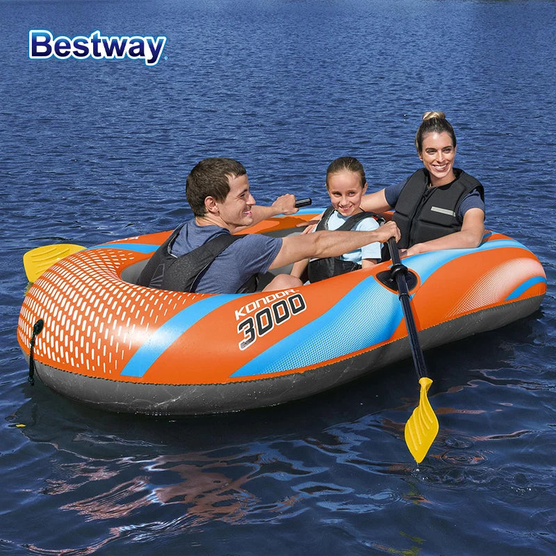 Bestway Inflatable Kayak 1–3 Person – Heavy Duty PVC Rafting Boat for Adventure & Fishing