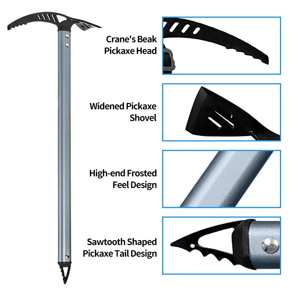 Outdoor Camping Ice Axe – 70cm Aluminum Alloy Walking Pick for Mountaineering & Climbing