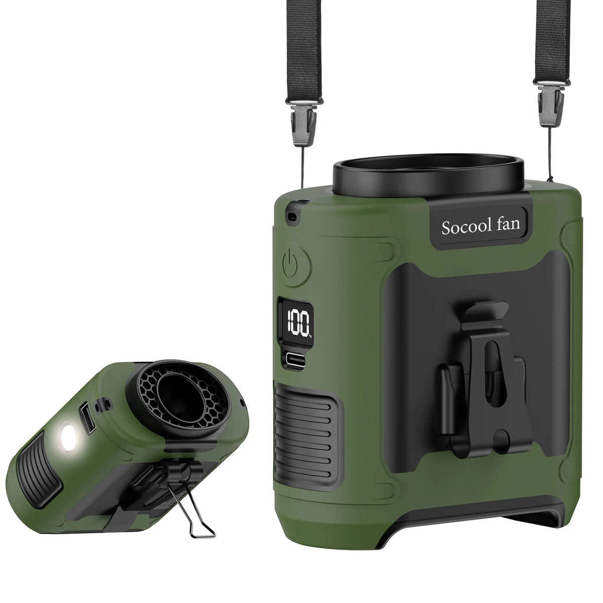 Socool Portable Waist Fan 10000mAh/20000mAh Handheld Hanging Neck Clip On Fan with Phone Charging LED Light for Outdoor Working