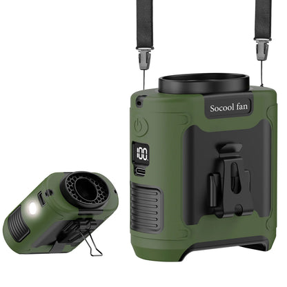 Socool Portable Waist Fan 10000mAh/20000mAh Handheld Hanging Neck Clip On Fan with Phone Charging LED Light for Outdoor Working