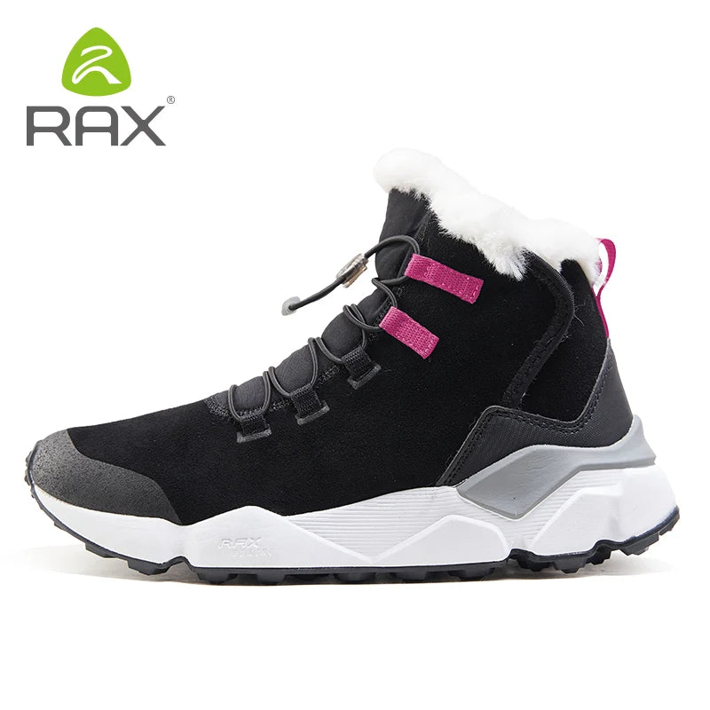 RAX Hiking Boots Men Waterproof Winter Snow Boots Fur lining Lightweight Trekking Shoes Warm Outdoor Sneakers Mountain Boots Men