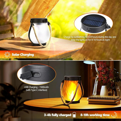Solar Flame Rope Lantern – Flickering 3D Flame, Type-C