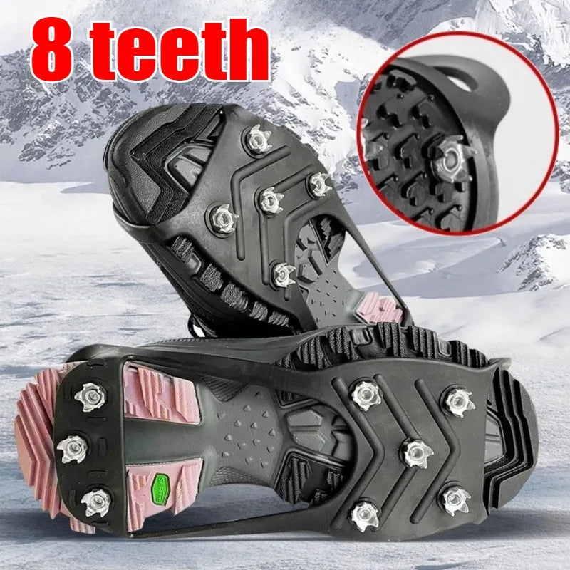 8 Teeth Ice Gripper Spike for Shoes Winter Outdoor Anti-Slip Hiking Mountain Climbing Ice Snow Crampons Anti-slip Shoe Covers