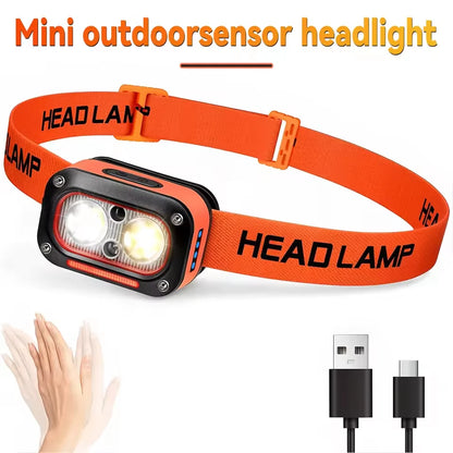 COB LED Powerful Headlamp USB Rechargeable Head Torch USB Rechargeable Waterproof Outdoor Camping Fishing Hunting Search Lantern