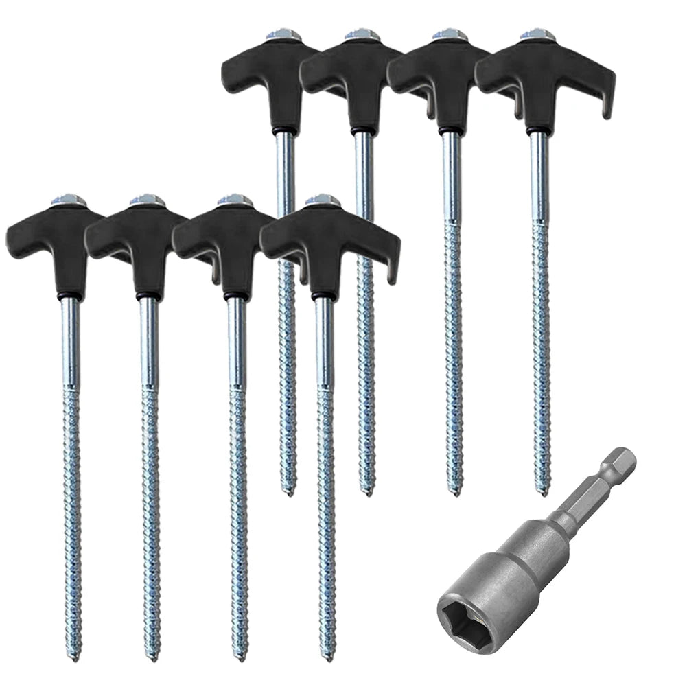 8/24Pcs Camping Pegs Drill In with Hex Socket Stakes Ground Anchors Camping Stakes Tent Ground Nail Screw in Camping Tent Pegs
