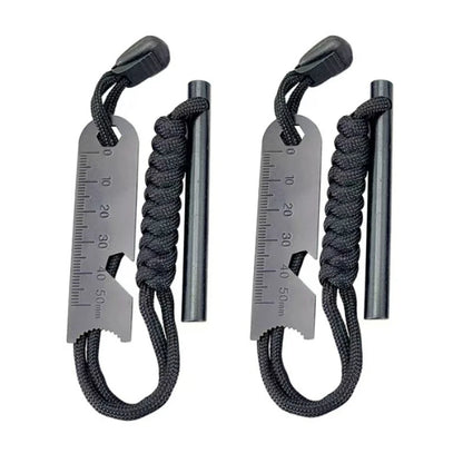 Outdoor Survival Fire Starter Multifunctional Ferrocerium Rod with Paracord & Scraper, Camping Emergency Flint Fire Steel