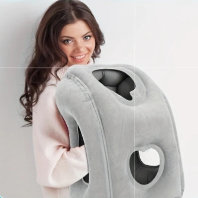 1pc Inflatable Travel Pillow with Patented Valve Design-Adjustable Neck & Head Support, Lightweight,Thanksgiving,Christmas gift