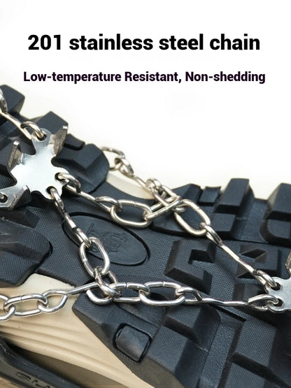 1 Pair Crampons 24 Teeth Anti-Skid 201 Stainless Steel Climbing Snow Walking Shoes Spike Grip Winter Outdoor Hiking Equipment