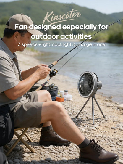 10000mAh 4000mAh Camping Fan Rechargeable Desktop Portable Circulator Wireless Ceiling Electric Fan with Power Bank LED Lighting