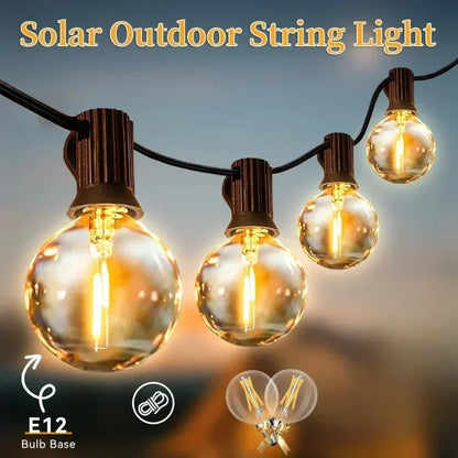LED String Lights Bulbs 21Meter G40 Globe Lights Outdoor Garden Patio Waterproof Decoration Solar Power Garland Wedding Lighting