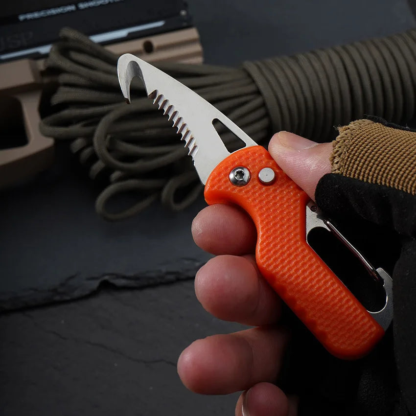 Portable Folding Knife Express Package Knife Gift Keychain Serrated Hook Knife Outdoor Camping Carry-on Survival Tool Box Opener