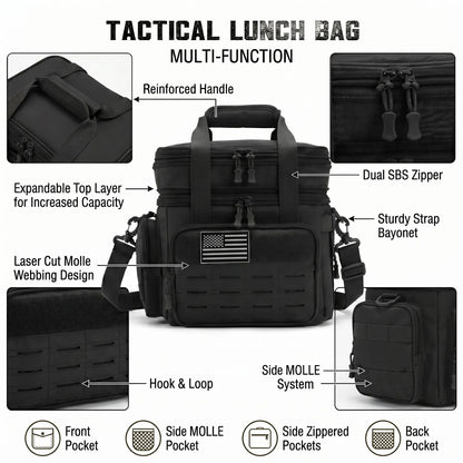 18L Insulated Lunch Bag Tactical Cooler Box for Men Women Expandable Leakproof Thermal Lunch Box Work Office Adults Reusable Large Capacity Meal Prep Bag Heavy Duty Camping Picnic Outdoor Travel School Commuter Construction W