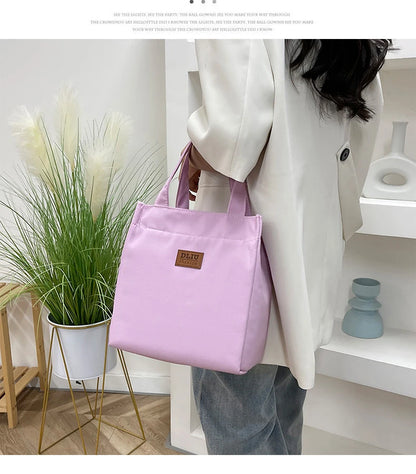 Large Capacity Lunch Bag with Aluminum Foil Insulation for Work, Simple and Practical Top Handle Bag