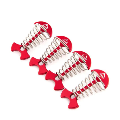 Widesea 4Pcs/set Camping Adjustable Plank Spiral Shaped Fish Bone Deck Carabiner Wind Rope Buckles Tent Stakes Hook Board Peg