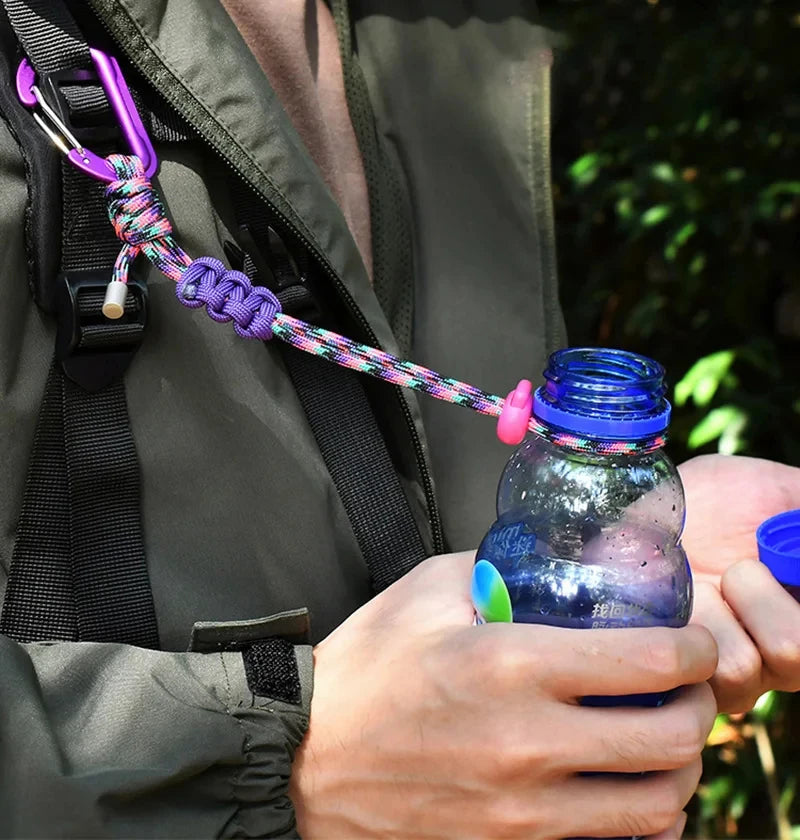 Quick-Release Paracord Water Bottle Hang Buckle Carabiner Portable Clip Multifunctional Hook for Outdoor Hiking Backpack
