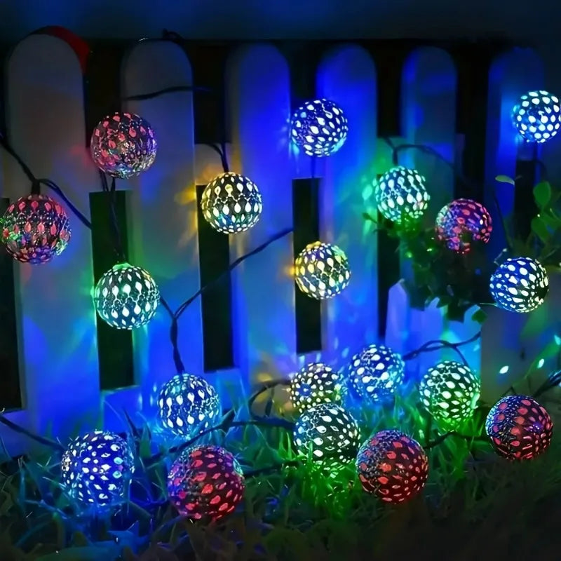 1Pcs Moroccan Ball Solar String Lights 20/30/50 LED Outdoor String Light for Bedroom Garden Wedding Holiday Party Festival Decor