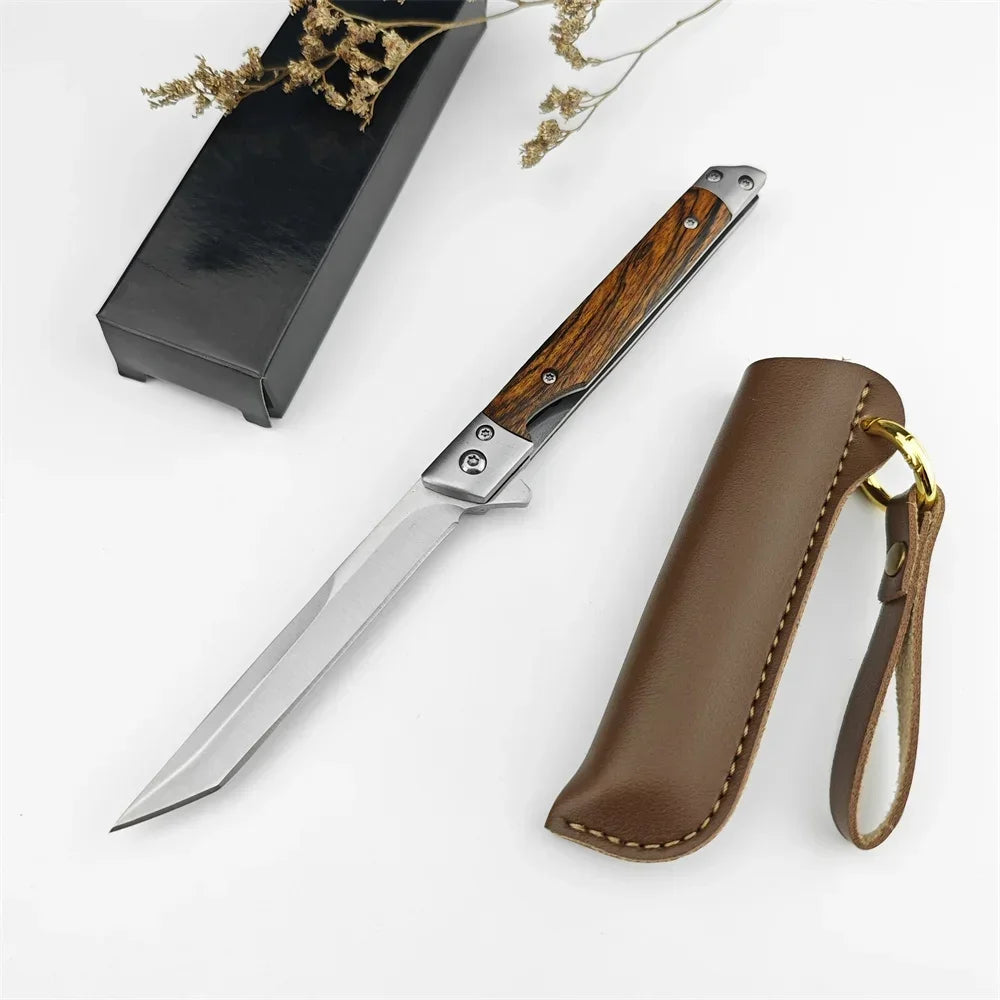 Mini Damascus Pattern Folding Pen Knife Outdoor Knife Pocket Knife Slim Blade Comfortable Grip Sharp Blade Gadgets