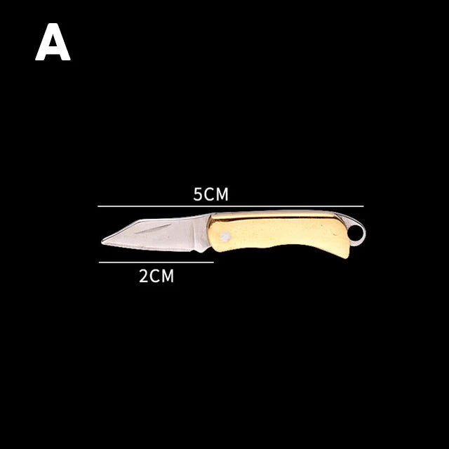 5cm Acrylic Mini Folding Knife Pendant Brass Wood Keychains Sharp Small Blade Portable Hanging Outdoor Camping Unboxing Knife