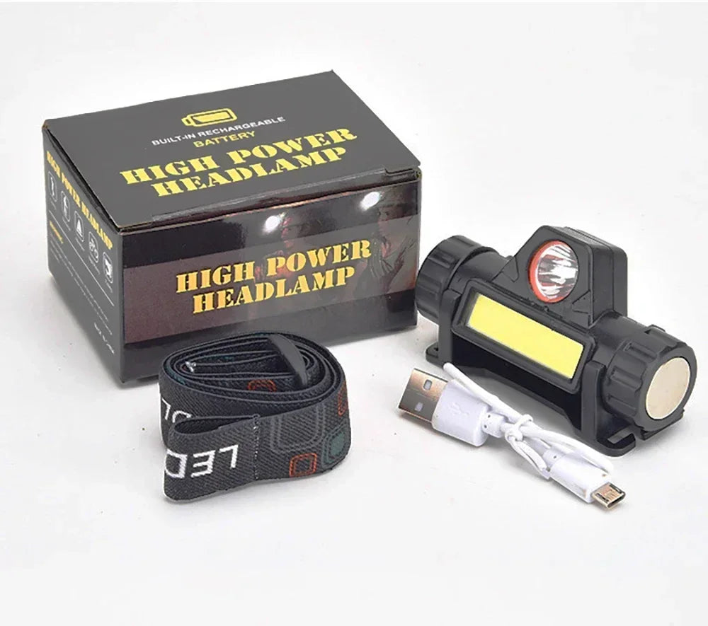 XP-G Q5 Headlamp Head Lamp Headlight Waterproof 2500lm Cob Led Built in Usb Rechargeable 14500 Battery Working Light