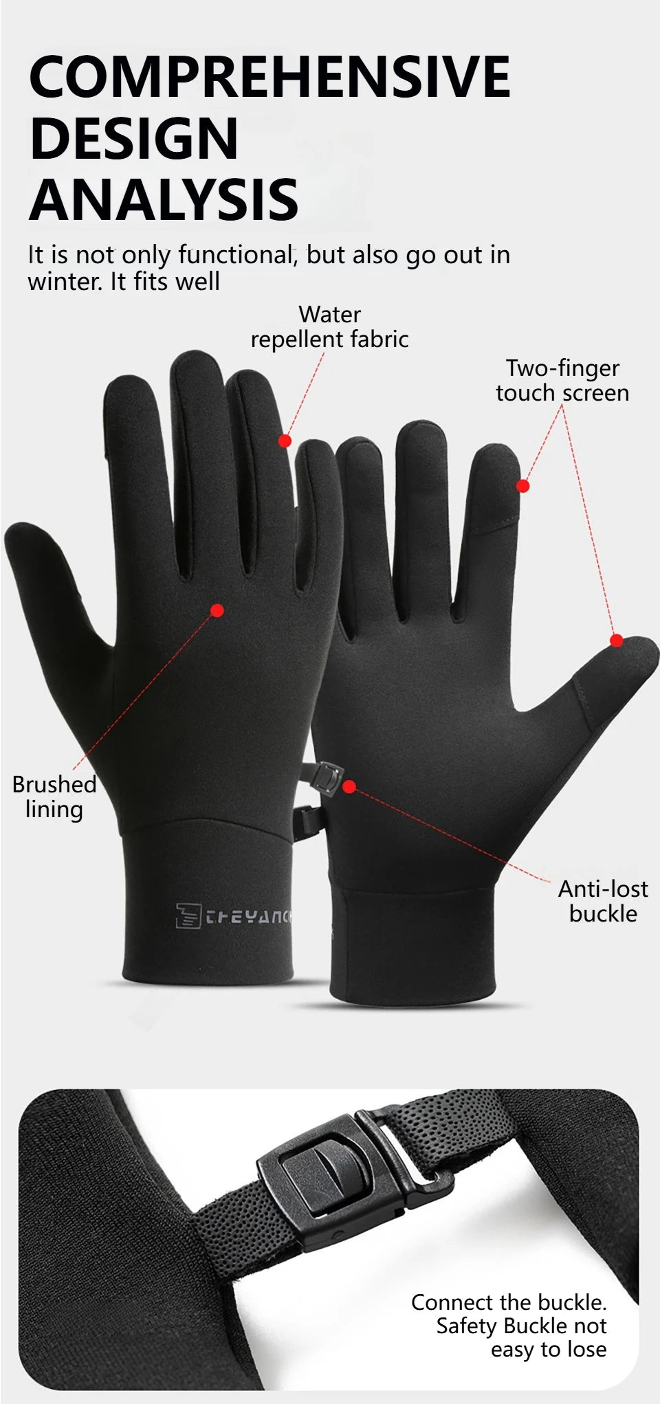 KoKossi Winter Waterproof Cycling Gloves Anti-Slip Thermal Gloves Touch Screen Running Cycling Driving Ski Hiking Warm Glove