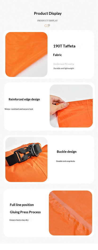Homefish 3Pcs Set 30D Nylon Lightweight Dry Sack Waterproof Storage Bags 1.5L 2.5L 3.5L For Drifting Swimming Camping Travel