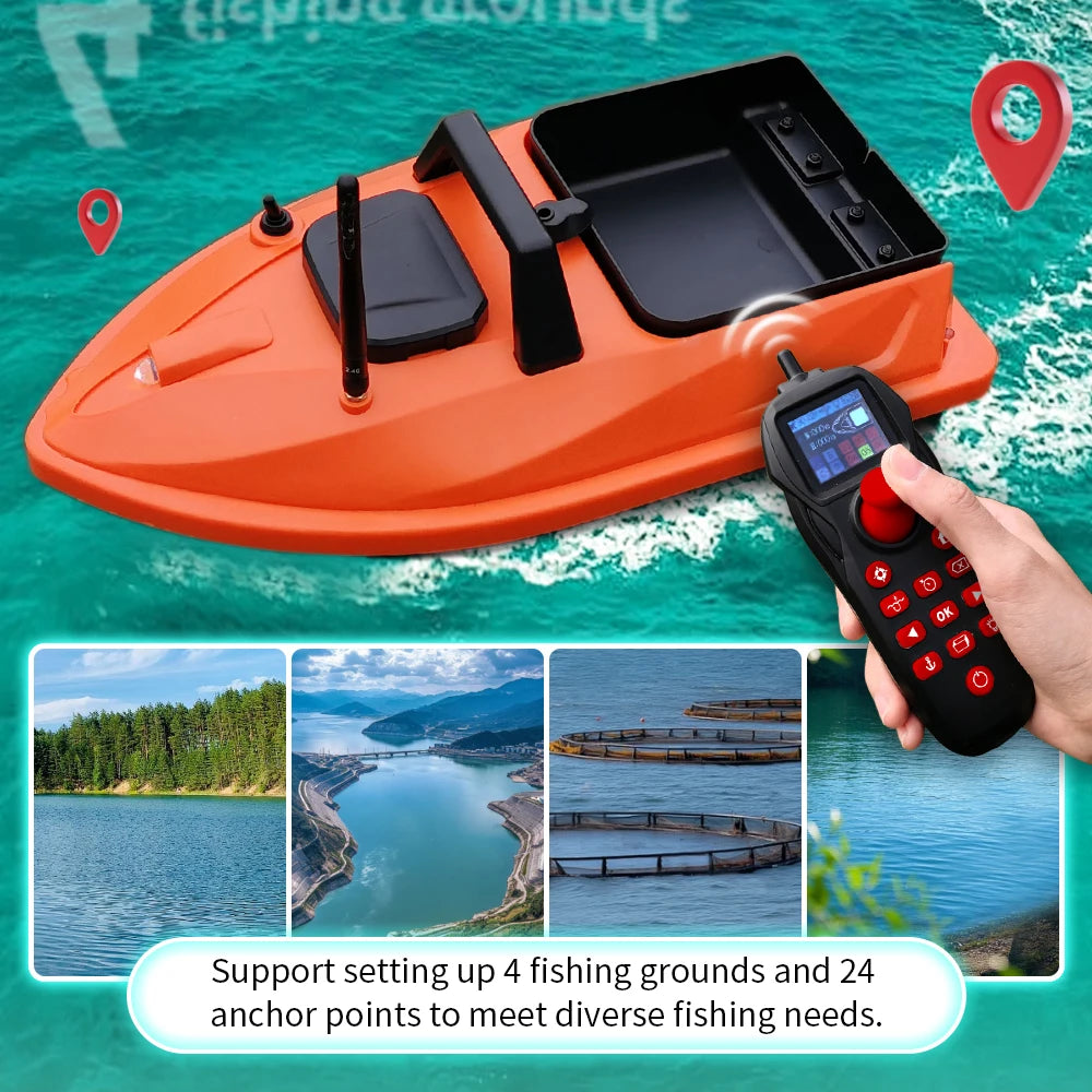 GPS Smart Bait Boat with 24 Saved Fishing Spots & Auto-Return