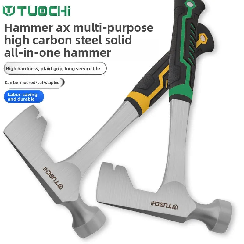 Multifunctional Axe Hammer – Ice-Breaking, Mining & Mountaineering Tool with Round Metal Head