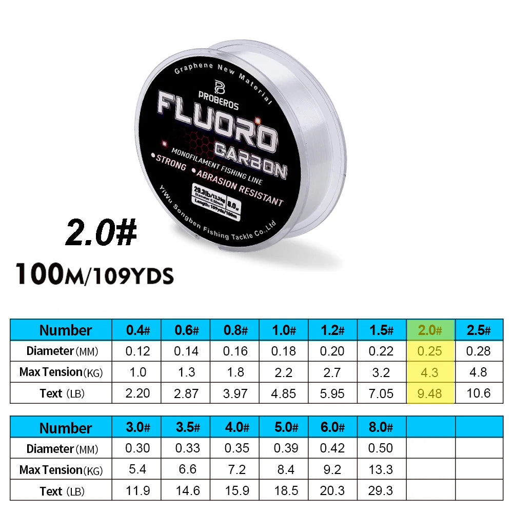PRO BEROS Fluorocarbon Coated Line 100m (2.2-29.3 lb)