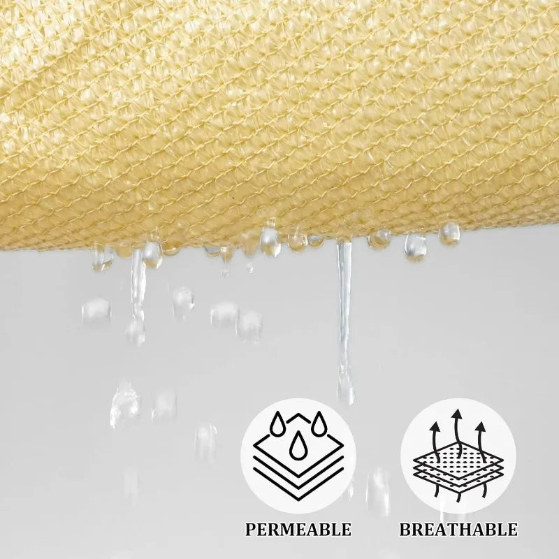 Triangle Sun Shade Sail Permeable Canopy Sand for Patio Garden Yard Deck Pergola Encrypt Breathable Outdoor Canopy Sunshade Net
