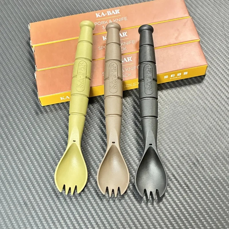 Tactical Mini Cutlery Set EDC Outdoor Multi-Function Tool Fork Spoon Knife Combo Camping Hiking Essential Gear
